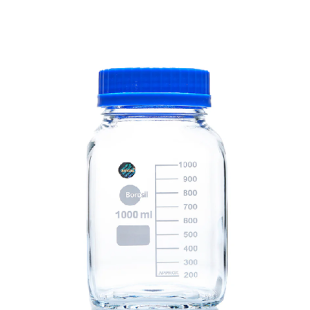 Borosil® Wide Mouth Glass Bottles - Square - 1L - CS/10