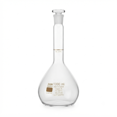 Volumetric Flask ASTM Wide Mouth, Clear, with Individual Calibration Certificate